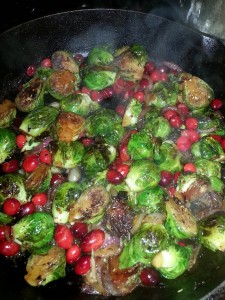Brussel Sprouts with Red Onion and Cranberries