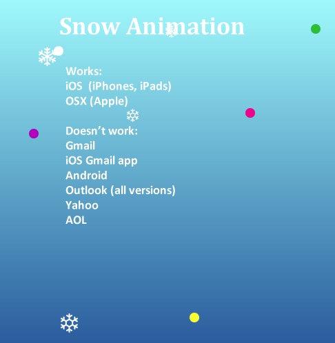 Snowflake and confetti animation screencapture