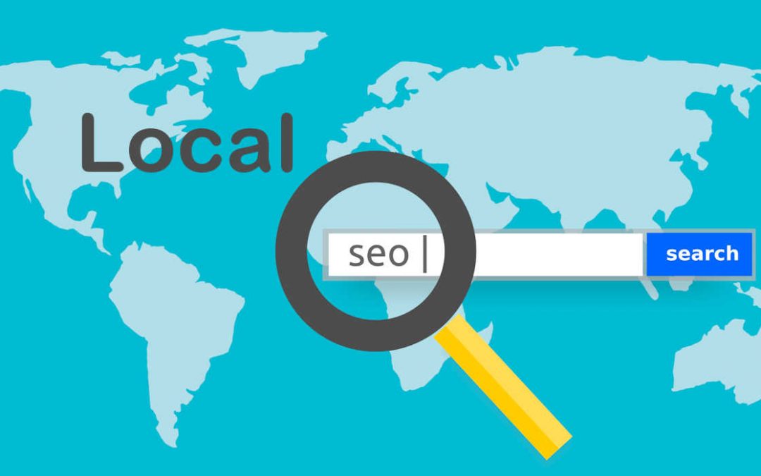 Local SEO - image of a search bar on a map of the world
